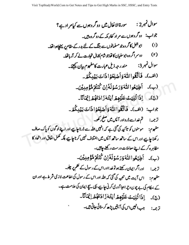 9th Class Islamiat PDF Notes All Chapters